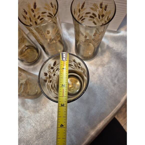 Vintage Libbey Franco Wheat Print Glasses Set Of 5 - Picture 12 of 12